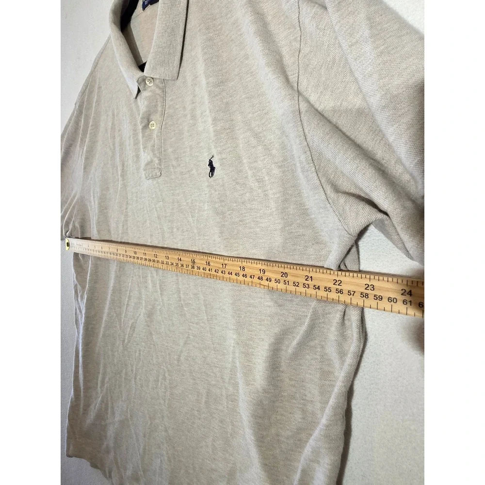 Polo Ralph Lauren Mens XL Oatmeal Heather Beige Cotton Pique Short Sleeve Polo